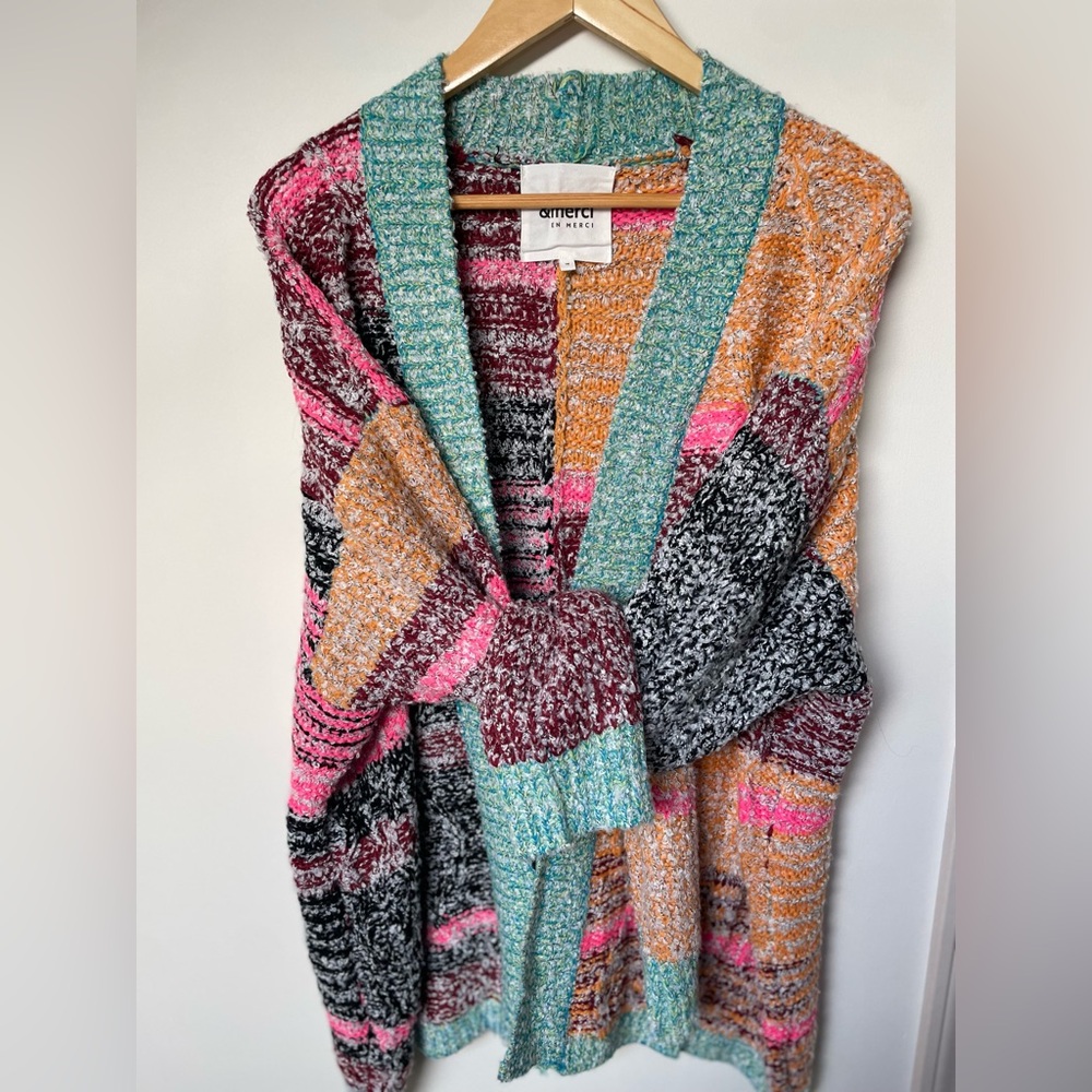 En Merci Cardigan Sweater - multicolor- size medium. NWOT